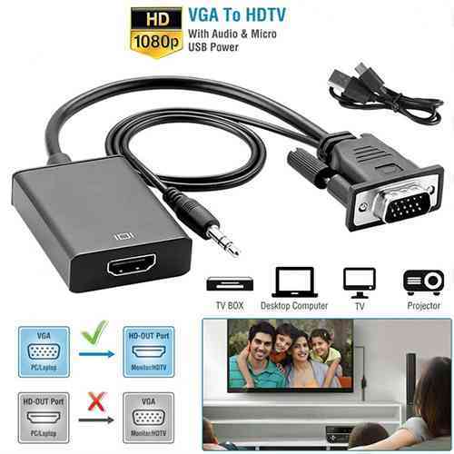 VGA to HDMI Converter Cable with Audio Support 1080P